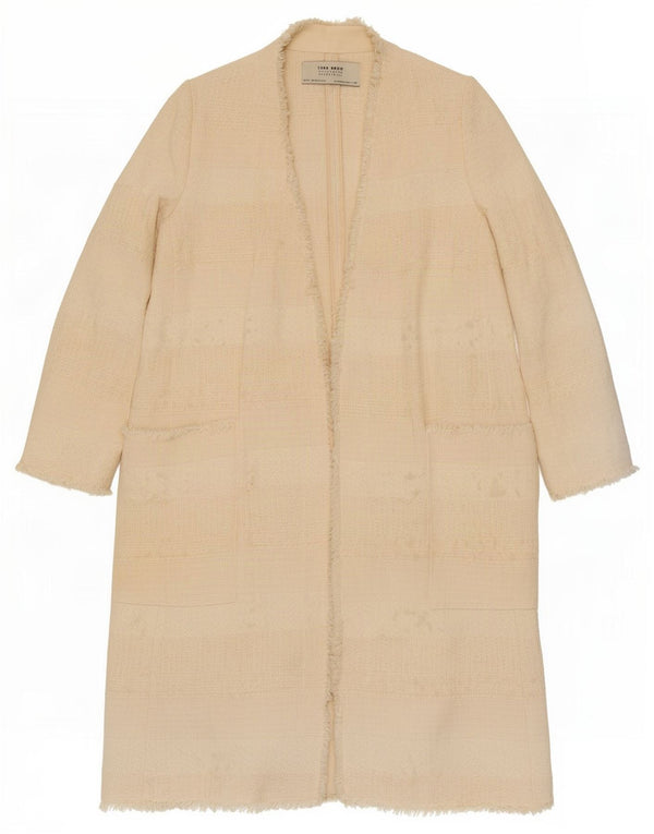 Zara Womens Open Overcoat UK 12 Medium Off White Cotton