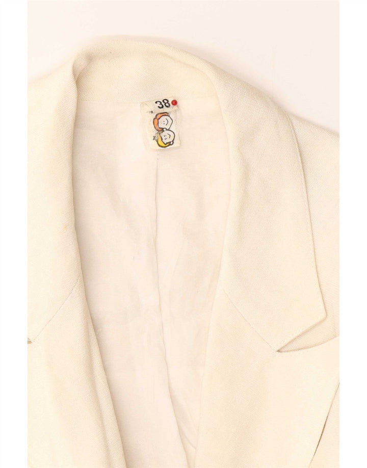 Jaqueta blazer feminina vintage com peito duplo EU 38 Médio Off White