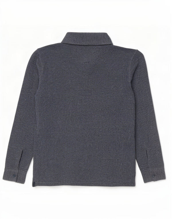 Camisa polo masculina Massimo Dutti casual fit manga comprida grande algodão azul marinho