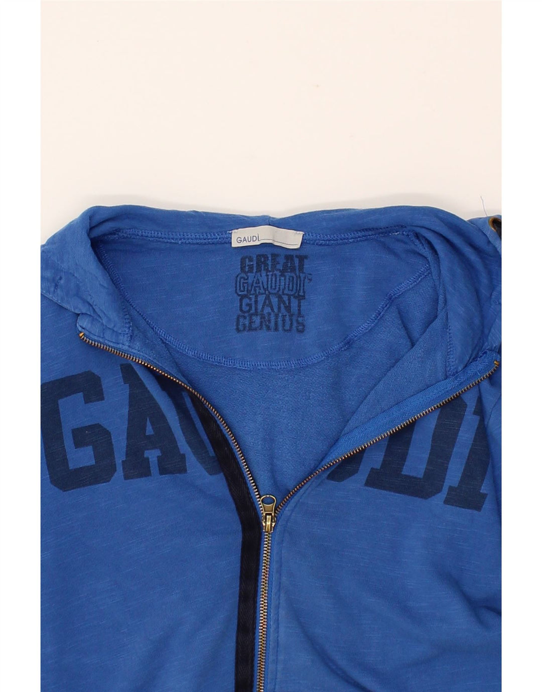 GAUDI Boys Graphic Zip Hoodie Sweater 13-14 Years Blue Cotton Vintage Gaudi and Second-Hand Gaudi from Messina Hembry 