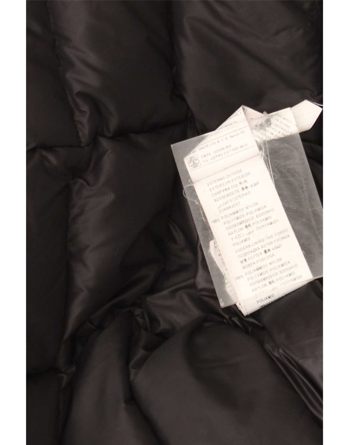 Casaco acolchoado com capuz feminino Benetton UK 14 médio preto poliamida