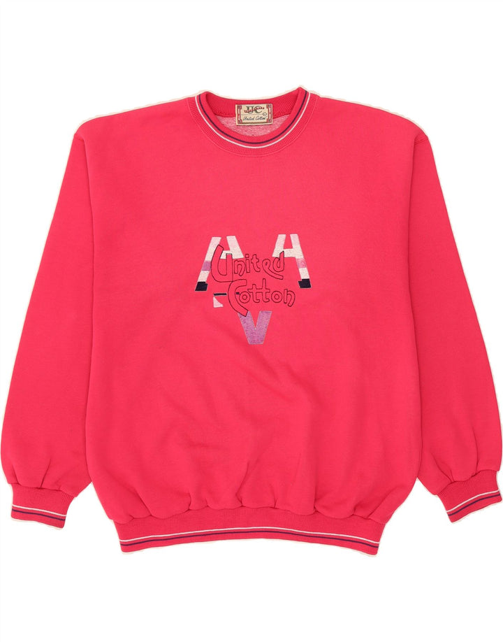 UNITED COTTON Mens Graphic Sweatshirt Jumper Large Pink Vintage United Cotton and Second-Hand United Cotton from Messina Hembry 