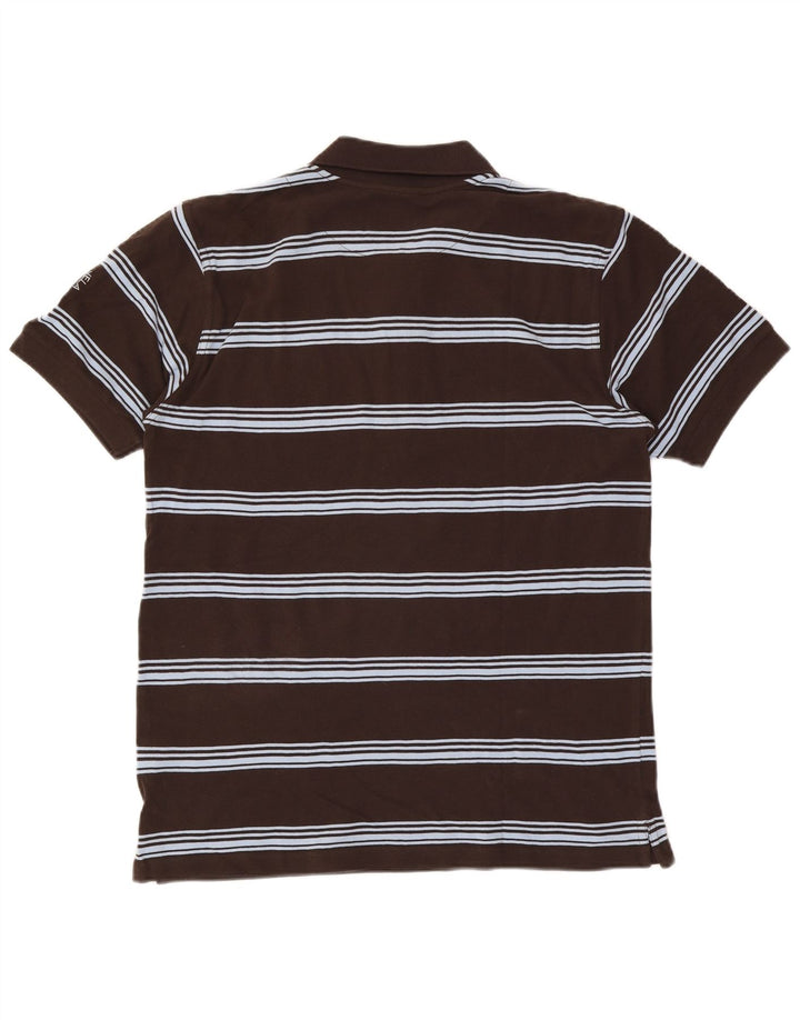 Slam Mens Polo Shirt Large Brown Striped Cotton