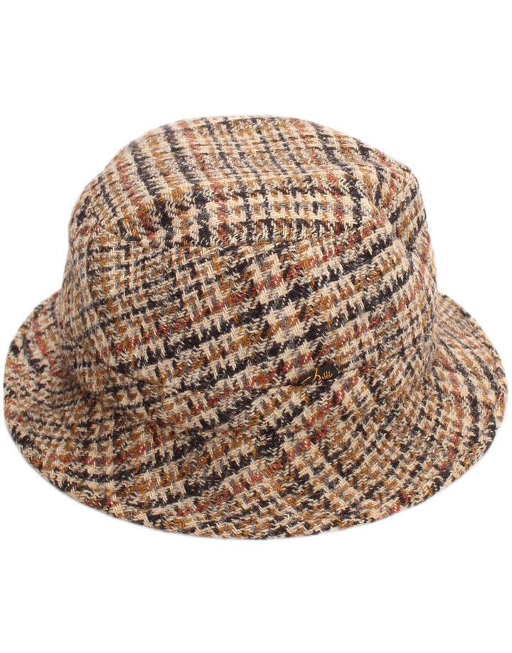 Chapéu balde masculino vintage grande bege Houndstooth clássico