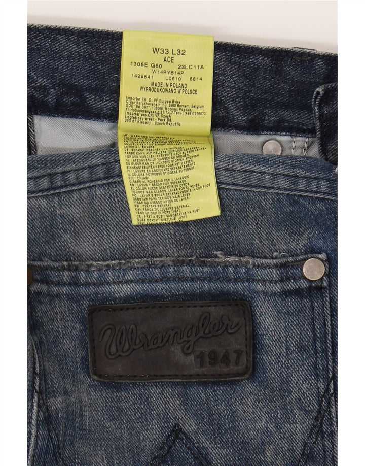 WRANGLER Masculino Ace Straight Jeans W33 L28 Azul Algodão