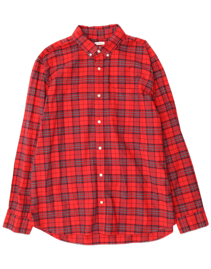 Camisa masculina de flanela de ajuste padrão GAP XL vermelho algodão xadrez