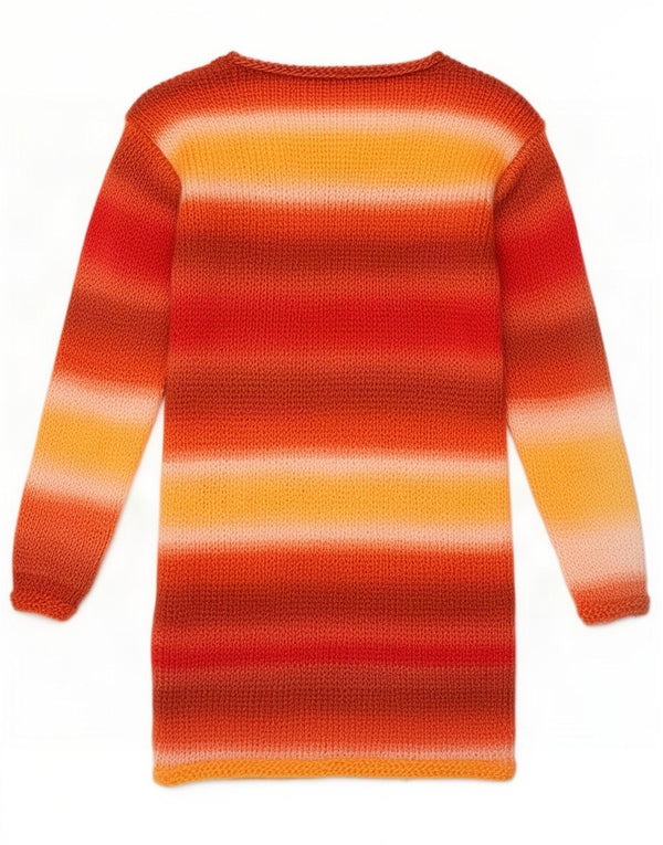 Suéter feminino vintage com gola canoa UK 12 listrado médio multicolorido