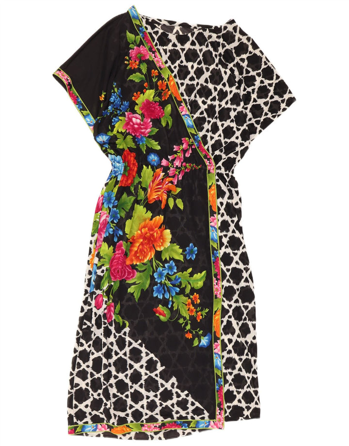 Vestido bainha feminino vintage UK 14 médio floral multicolorido