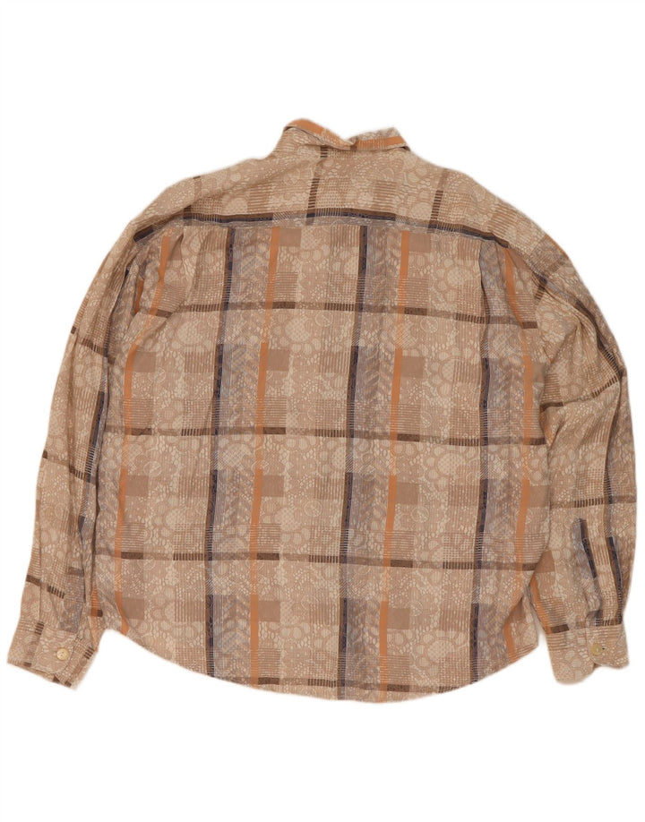 Camisa masculina Morgan & Donavan tamanho 41/42 grande bege xadrez viscose
