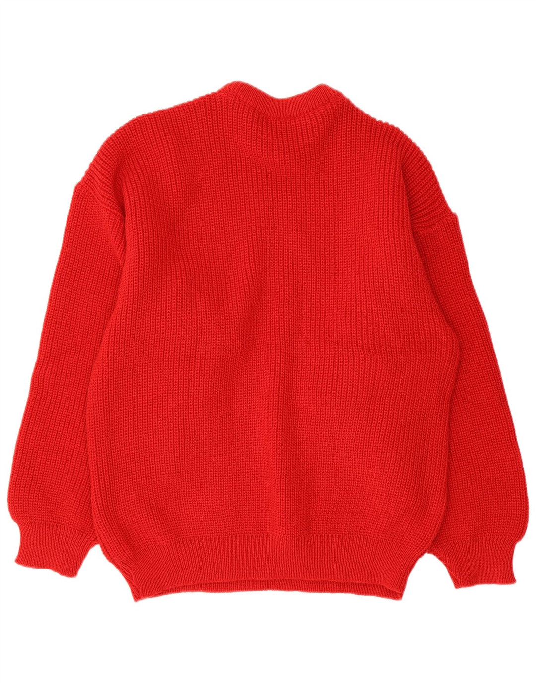 Suéter vintage masculino com gola redonda e bloco colorido vermelho médio