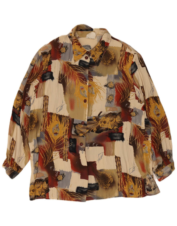 Blusa feminina vintage UK 18 XL multicolorida patchwork viscose