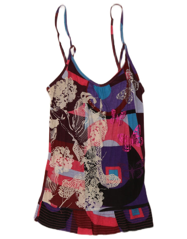 Desigual Womens Graphic Cami Top UK 12 Médio Borboleta Multicolorida