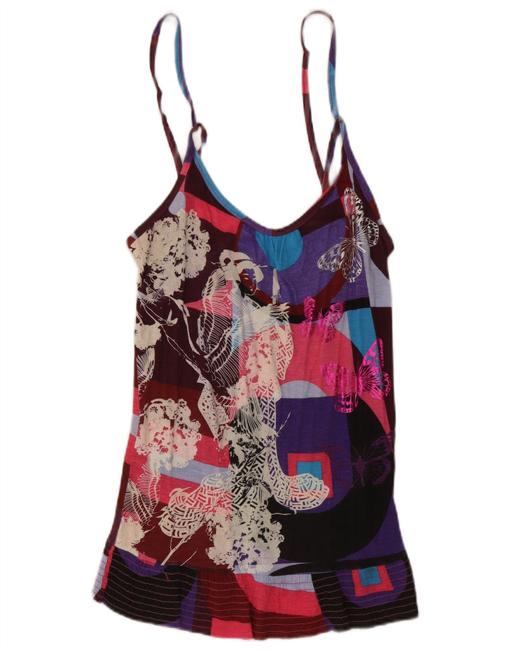 Desigual Womens Graphic Cami Top UK 12 Médio Borboleta Multicolorida