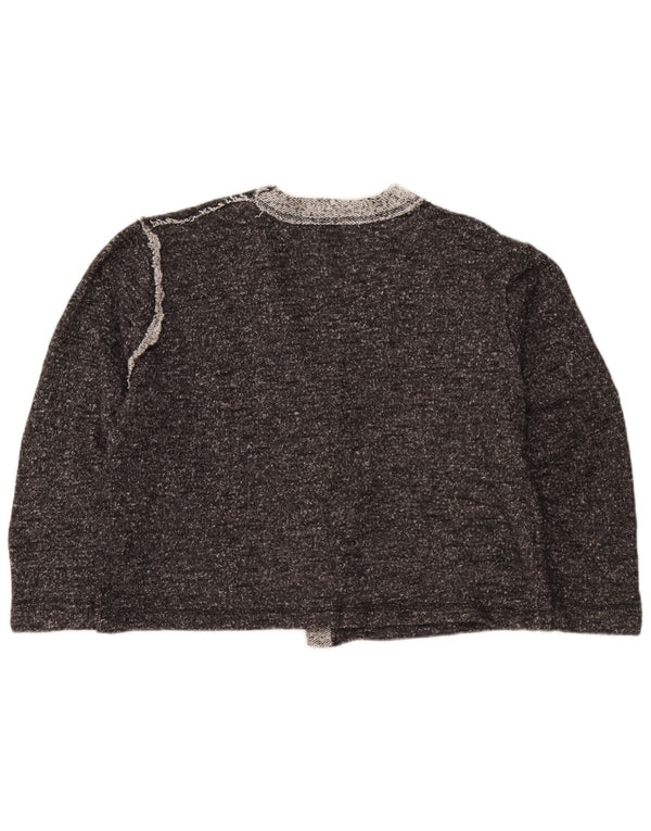 Suéter cardigã feminino Zara Reino Unido 16 grande algodão manchado cinza