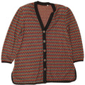 Suéter cardigã feminino vintage IT 52 2XL algodão Chevron multicolorido