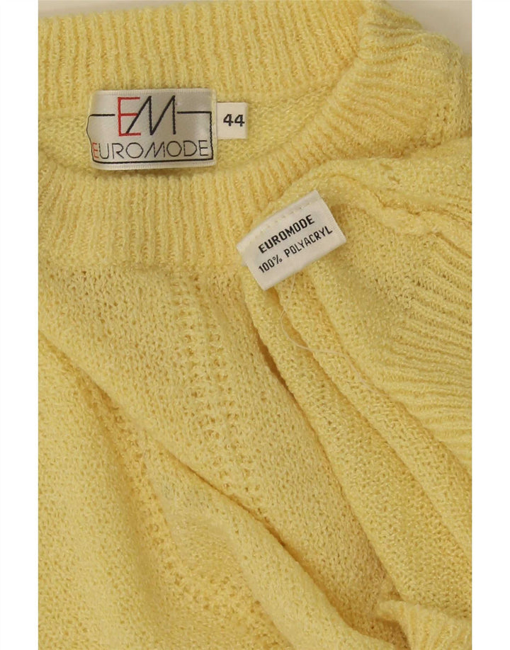 Euro Mode Suéter feminino de manga curta com gola redonda IT 44 Médio Amarelo