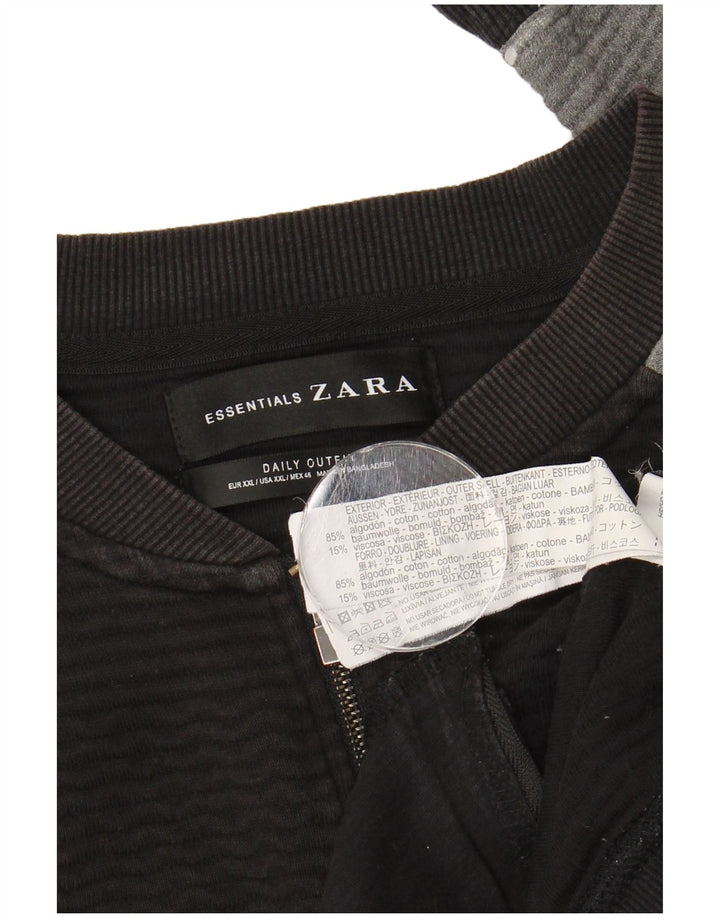 Zara Jaqueta masculina de agasalho 2XL algodão colorblock preto