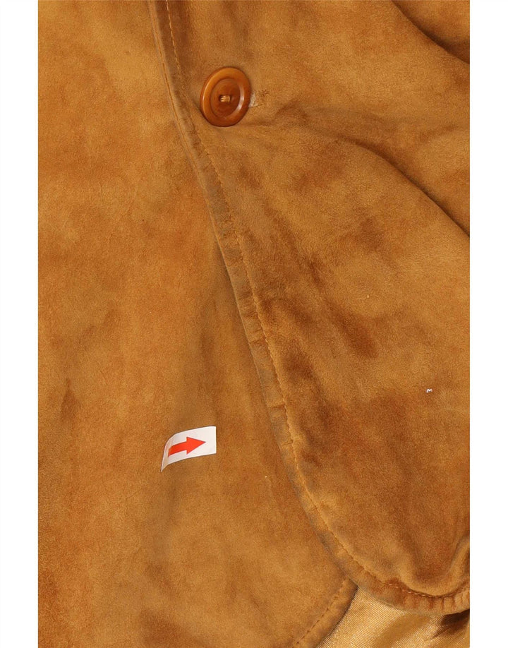 Jaqueta masculina vintage de camurça IT 46 couro marrom pequeno