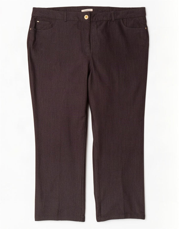 Calça feminina reta casual Marks & Spencer UK 18 XL W40 L28 cinza