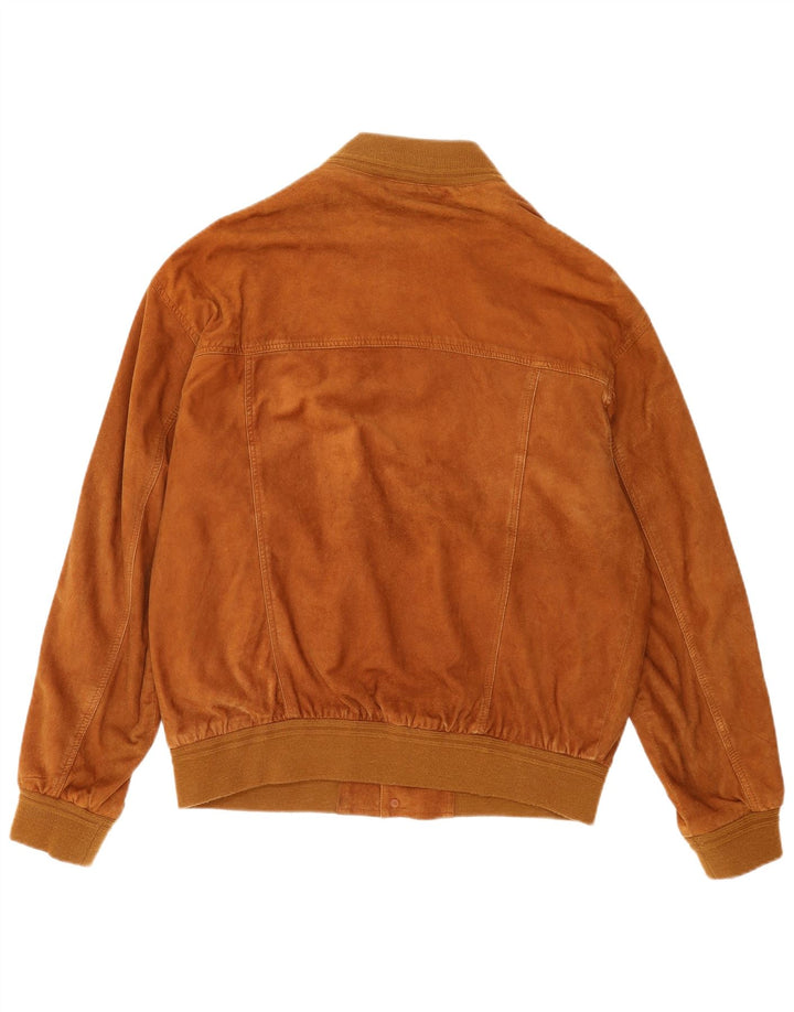 Jaqueta bomber masculina vintage de camurça Reino Unido 40 grande couro marrom