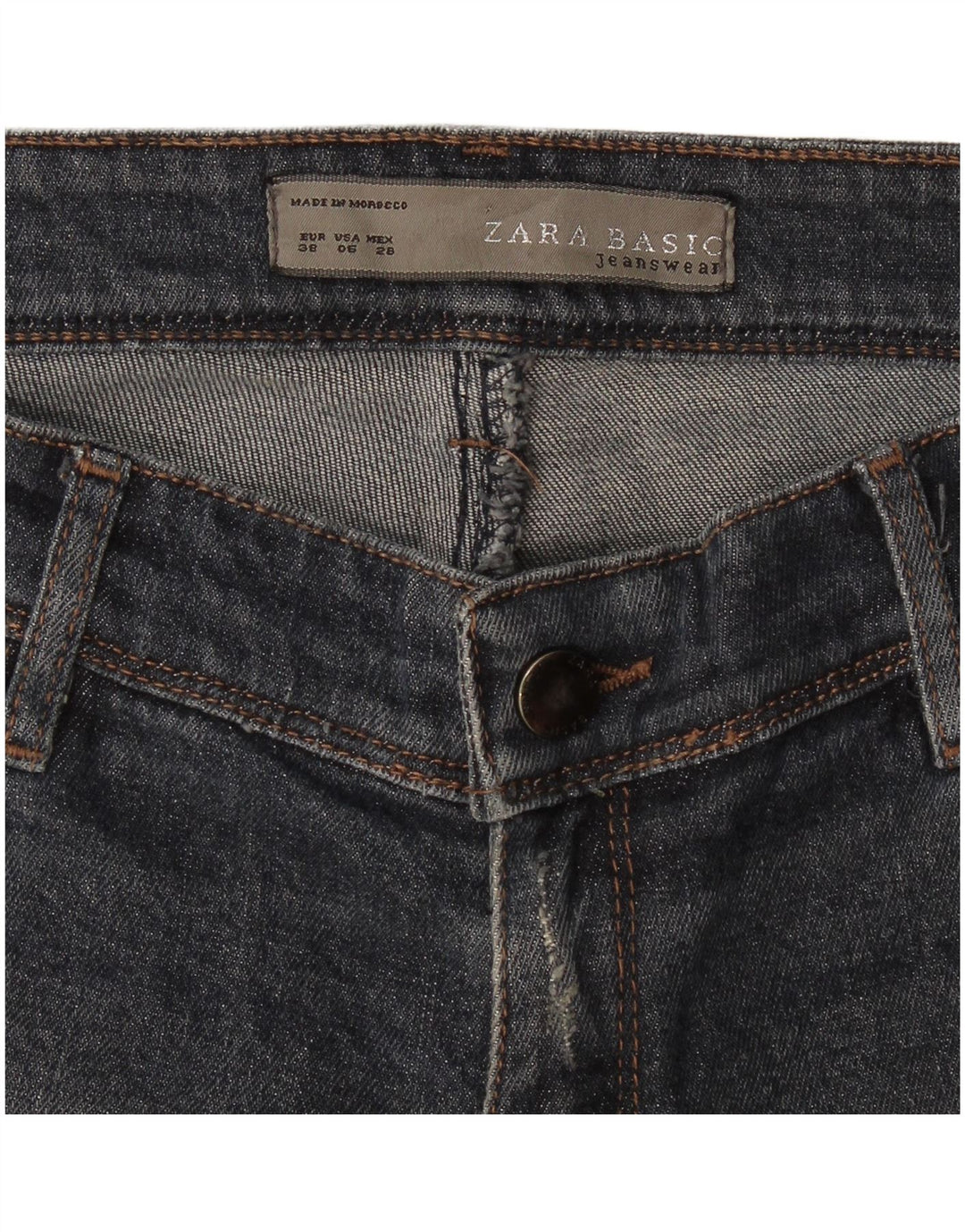 Zara Calça Jeans Feminina Flared EU 38 Pequeno W28 L31 Azul Marinho