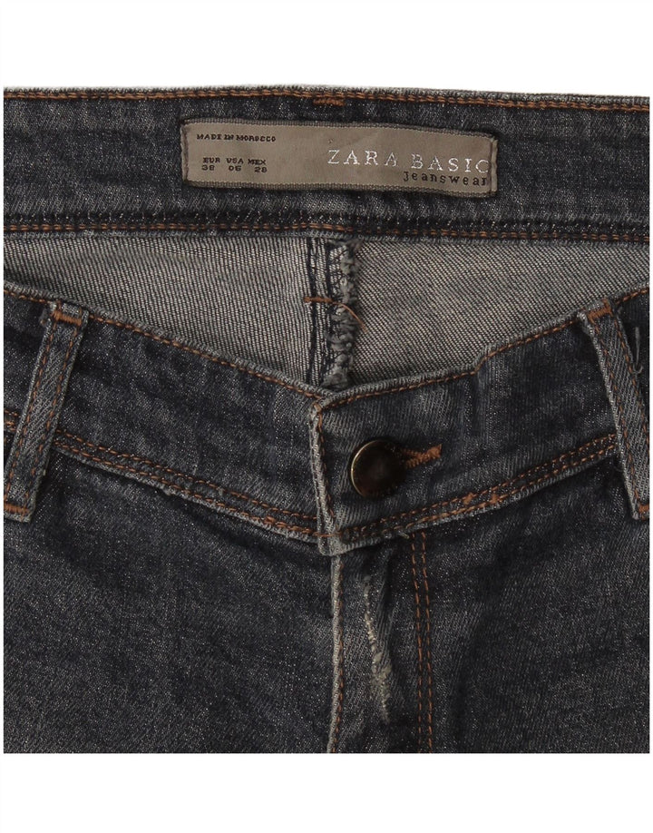 Zara Calça Jeans Feminina Flared EU 38 Pequeno W28 L31 Azul Marinho