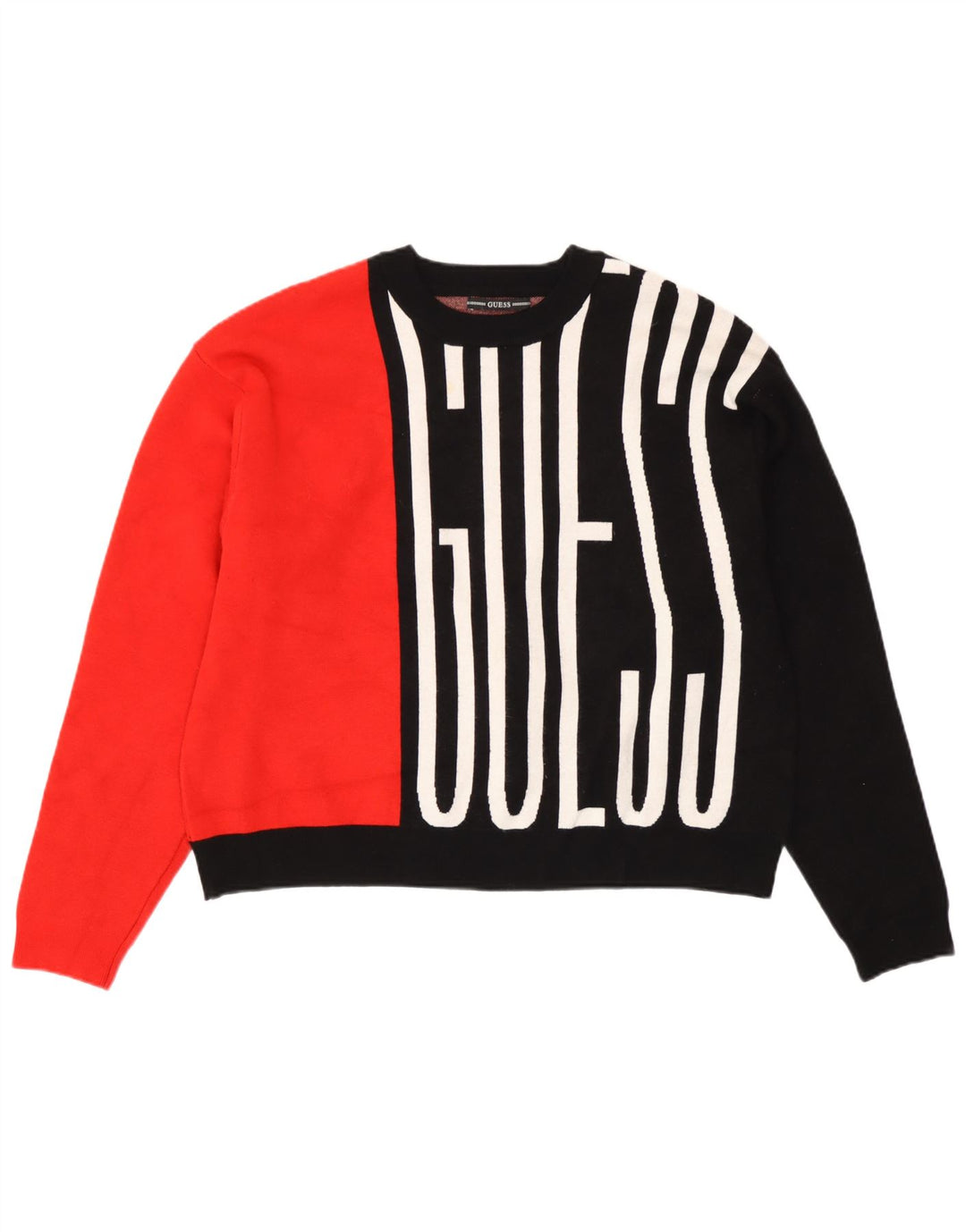 Guess Suéter feminino oversized com gola redonda Reino Unido 8 pequeno preto