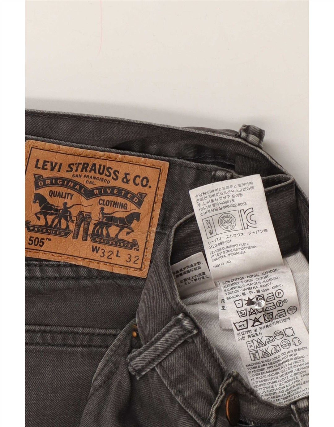Levi's Masculino 505 Straight Jeans W32 L32 Cinza Algodão