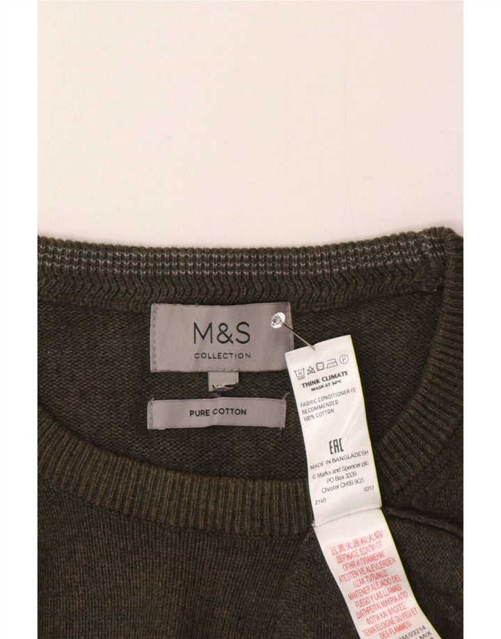 Suéter masculino Marks & Spencer com gola redonda 2XL algodão verde