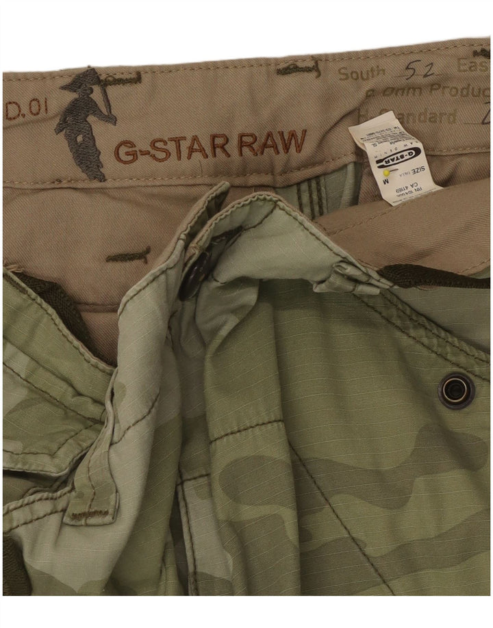 Bermuda cargo masculina G-Star médio W32 algodão camuflado verde