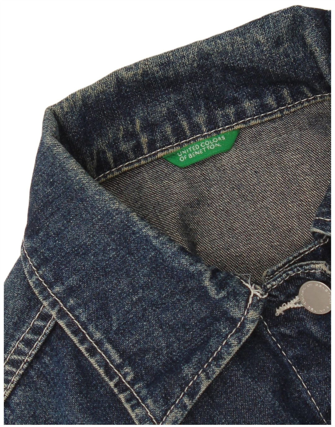 Jaqueta jeans feminina Benetton UK 10 algodão azul pequeno
