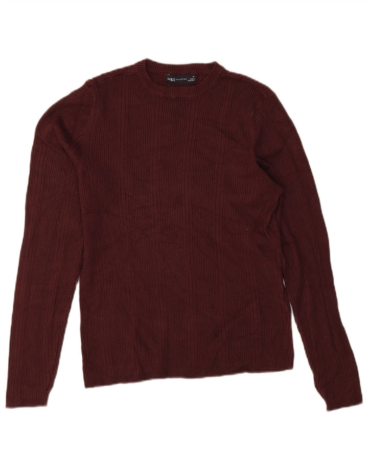 Suéter feminino Marks & Spencer com gola redonda Reino Unido 14 Médio Borgonha