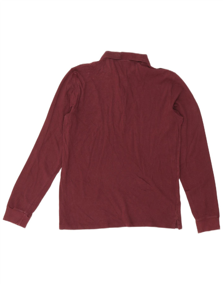 NEXT Camisa polo masculina de manga comprida com ajuste regular médio algodão Borgonha