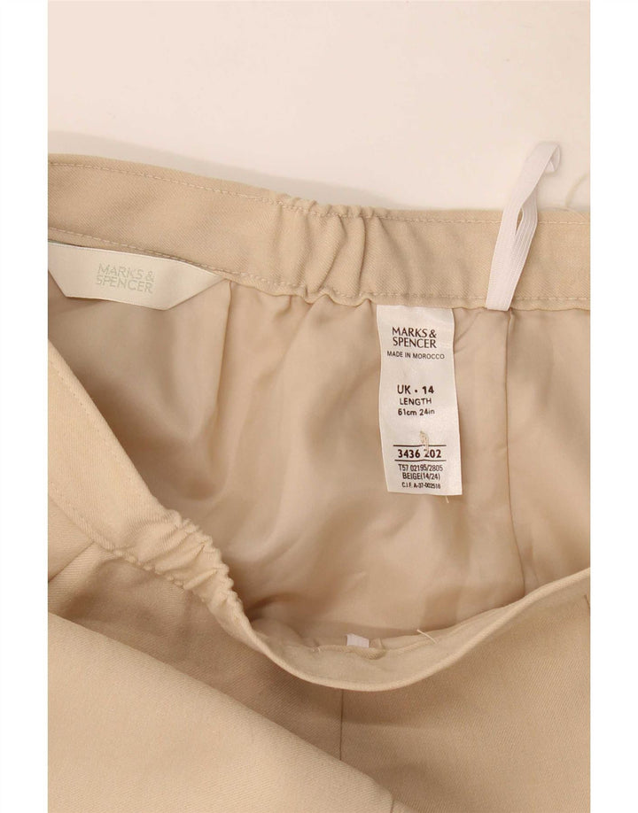 Saia lápis feminina Marks & Spencer UK 14 médio W30 poliéster bege