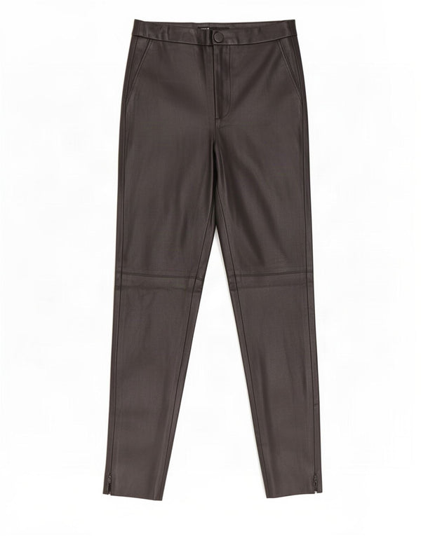 Zara Calça feminina skinny de couro sintético pequena W26 L26 preta