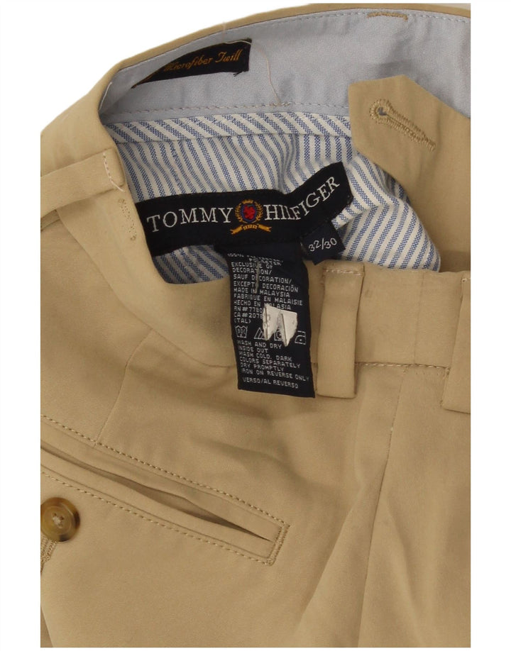 Tommy Hilfiger Mens Slim Chino Calças W32 L30 Poliéster Bege
