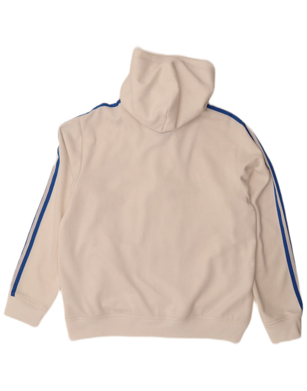 Suéter masculino Adidas com capuz e zíper grande poliéster branco