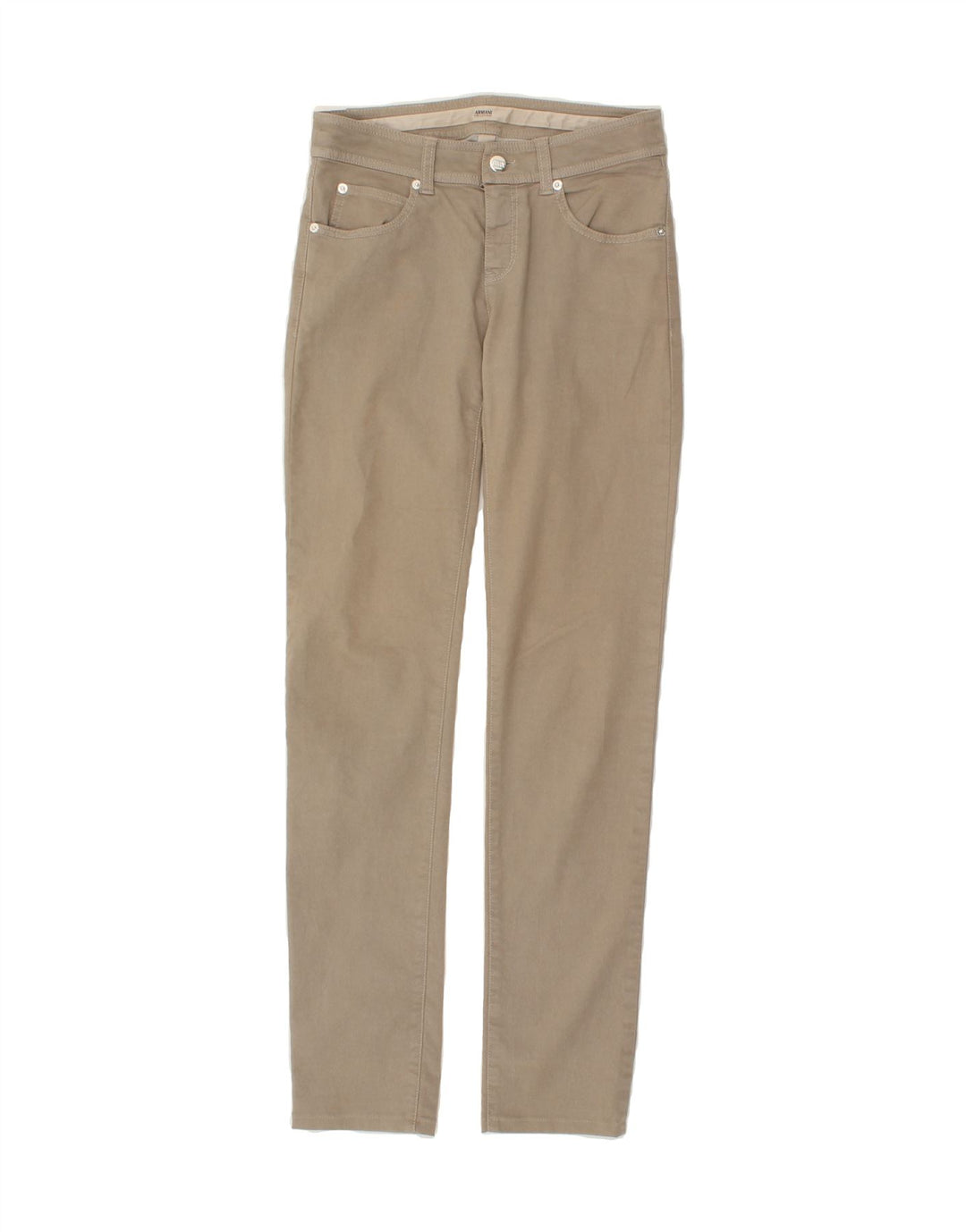 ARMANI Womens Slim Casual Trousers W27 L31  Beige Cotton Vintage Armani and Second-Hand Armani from Messina Hembry 