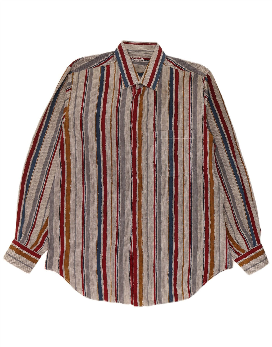 Camisa masculina vintage tamanho 42 seda listrada grande multicolorida