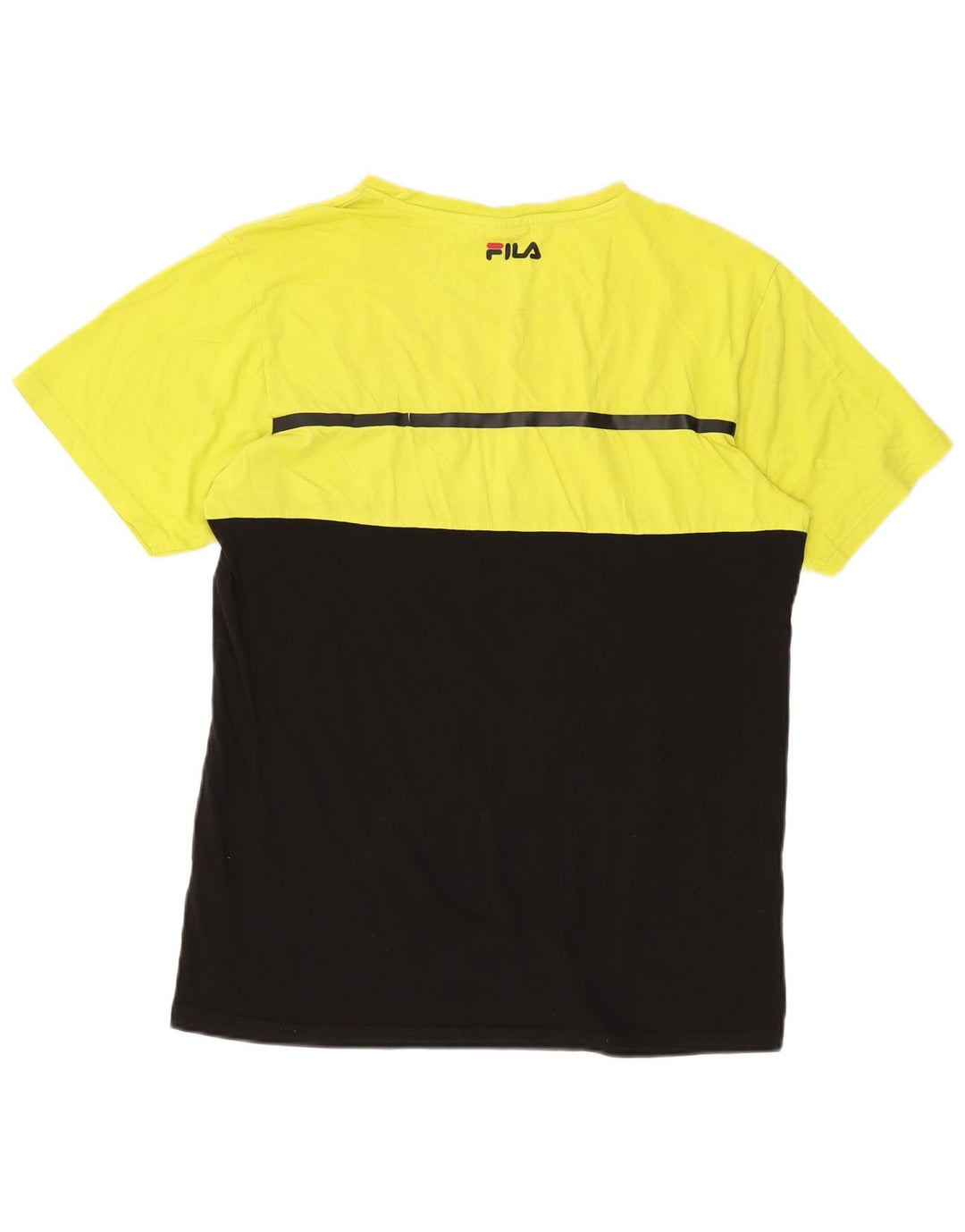 Camiseta masculina gráfica FILA Top XL preto colorblock algodão