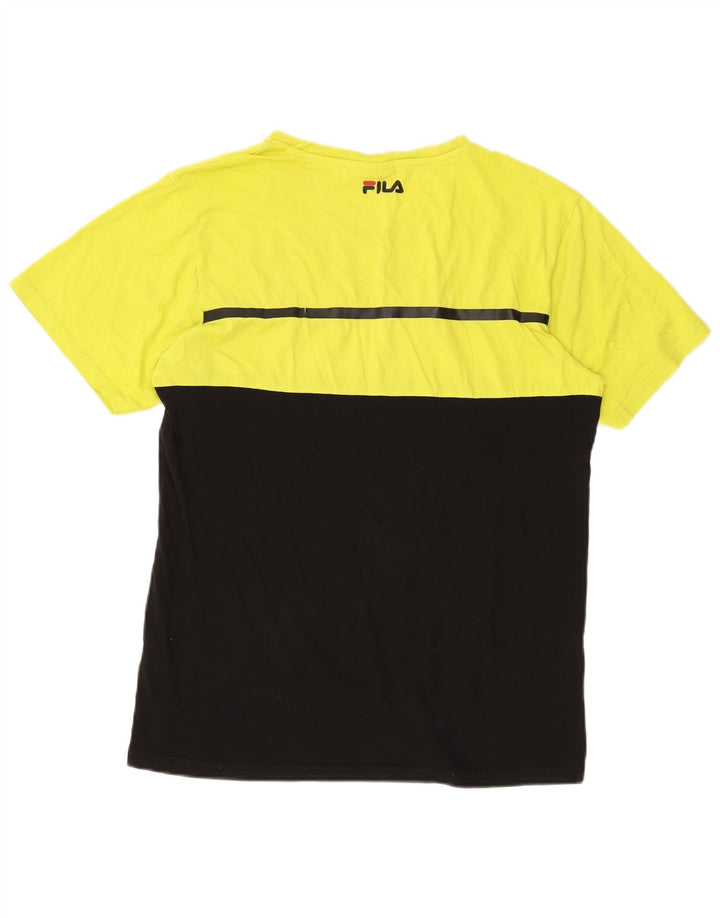 Camiseta masculina gráfica FILA Top XL preto colorblock algodão