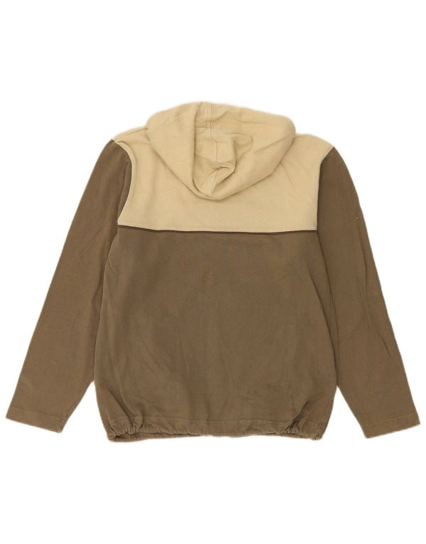 Reebok Womens Hoodie Jumper UK 12 Medium Khaki Colourblock Algodão
