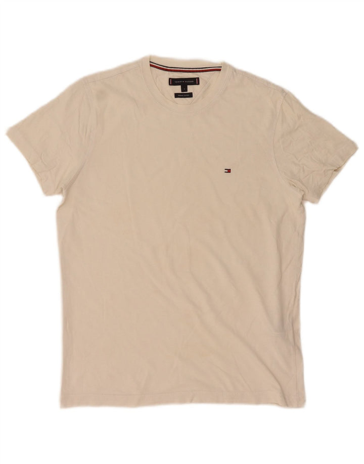Camiseta masculina Tommy Hilfiger top pequeno algodão branco