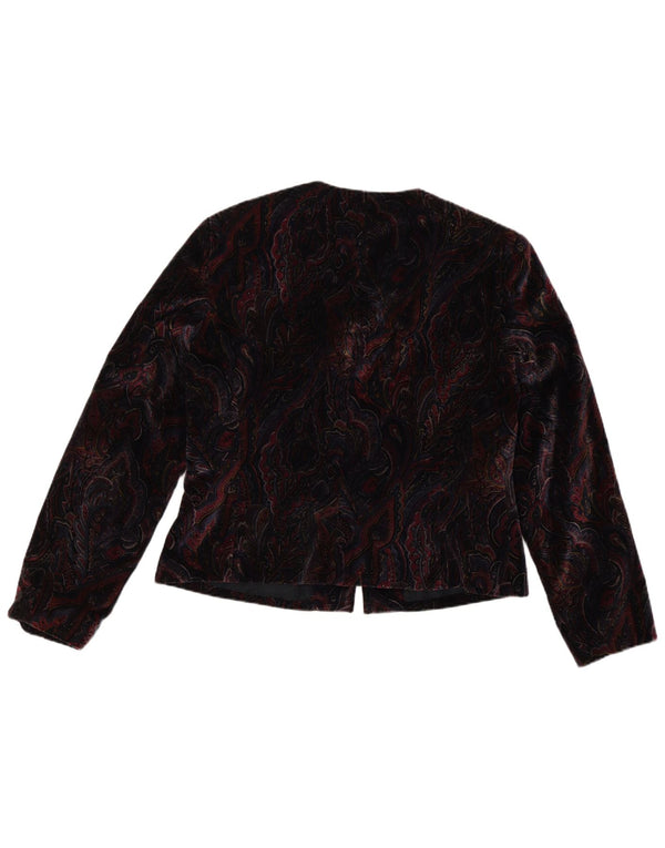 Jaqueta blazer feminina de veludo Jones New York EUA 12 grande roxo paisley