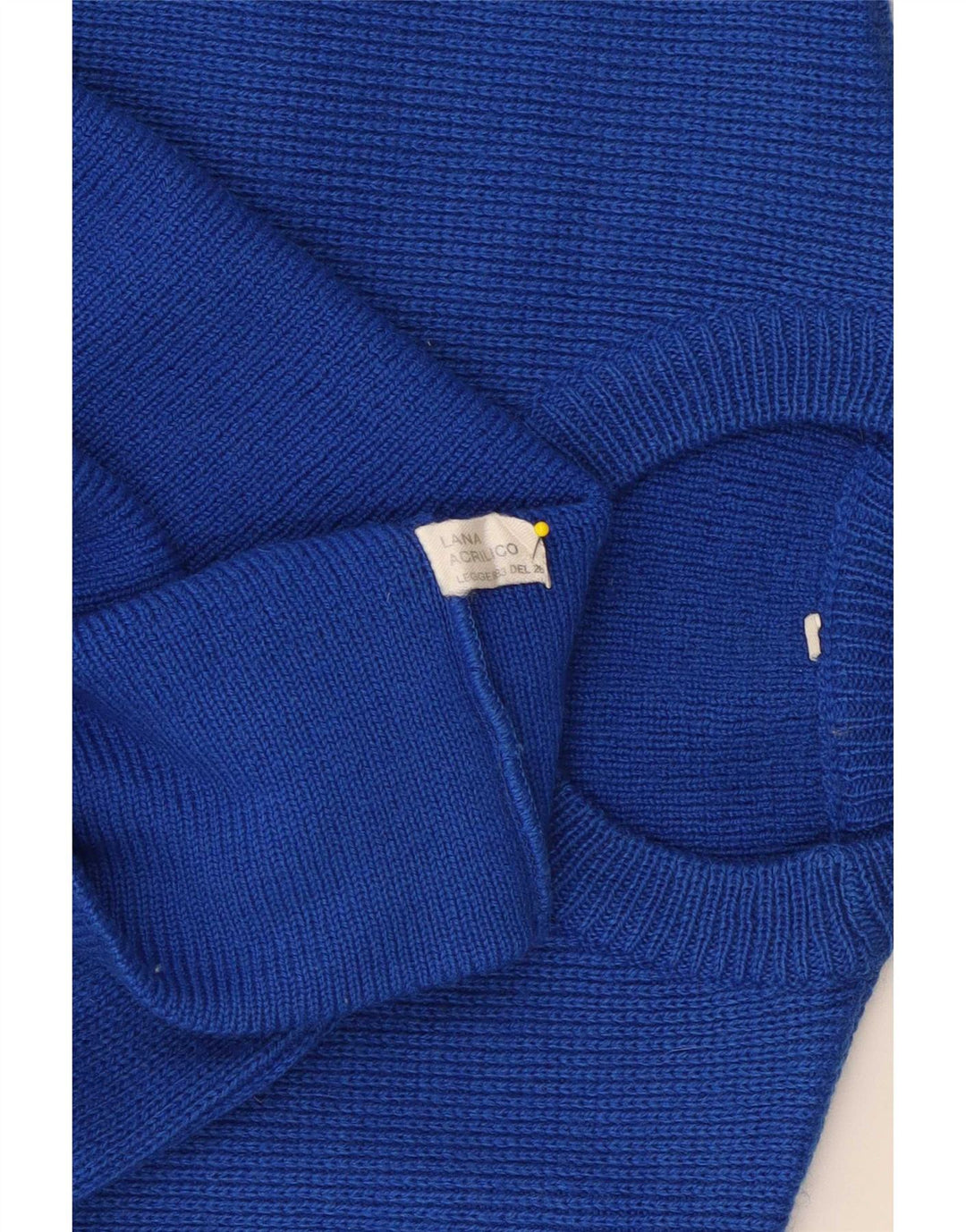 Suéter vintage masculino com gola redonda, lã listrada azul pequena