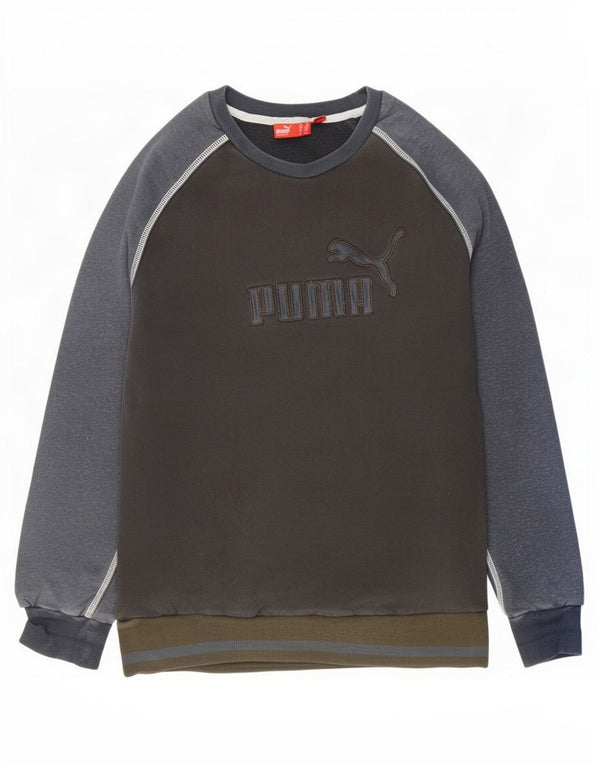 Puma Mens Graphic Sweatshirt Jumper Medium Navy Blue Colourblock