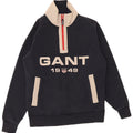 Suéter masculino Gant com gola e zíper gráfico pequeno bloco colorido azul marinho