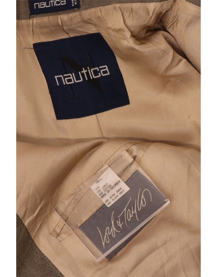 Jaqueta blazer masculina NAUTICA com 3 botões UK 46 3XL linho cinza