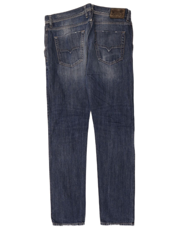 Diesel Mens Kakee Distressed Carrot Slim Jeans W32 L32 Azul Algodão