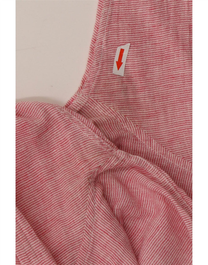 Blusa feminina pulôver DACK'S Reino Unido 16 grande linho rosa risca de giz